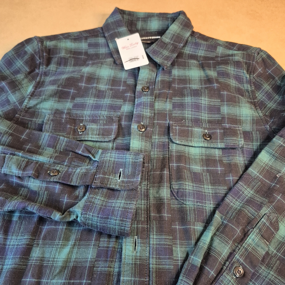 Lucky Brand Green and Black Plaid Shirt 3120/431